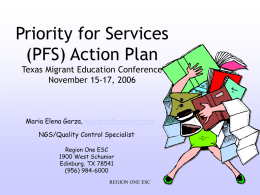Priority for Services (PFS) Action Plan