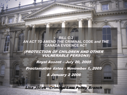 BILL C-2 AN ACT TO AMEND THE CRIMINAL CODE