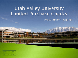 Limited Purchase Checks - Utah Valley University