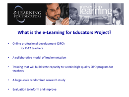 What is the e-Learning for Educators Project?