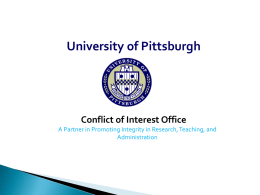 Today’s topics - Conflict of Interest Office