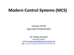 Modern Control Systems (MCS)