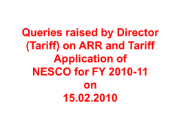 Queries raised by Director (Tariff) on ARR and Tariff