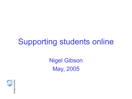 The Pedagogy of supporting students online