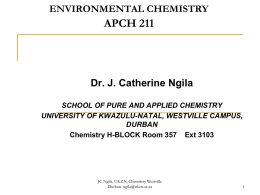 Physico-chemical Parameters of the Okavango Delta Water