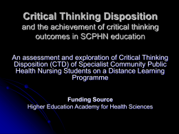 Critical Thinking Disposition and the achievement of