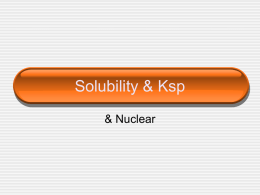 Solubility & Ksp