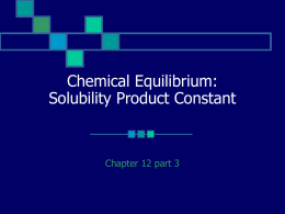 Chemical Equilibrium: Solubility Product Constant