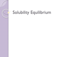 Solubility Equilirium