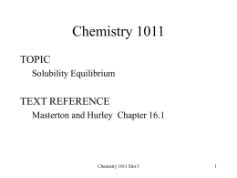 Chemistry 1011 - Marine Institute of Memorial University