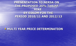 PRESENTATION TO NERSA ON THE PROPOSED TARIFF HIKE …