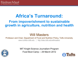Long-Term Trends in Food Security: Africa’s Coming Turnaround
