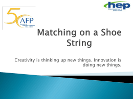 Matching on a Shoe String - HEPdata | Matching Gifts