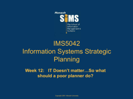 IMS5042 Information Systems Strategic Planning