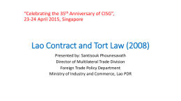 Lao Contract and Tort Law (2008)