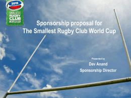 Sponsorship proposal for THE SMALLEST RUGBY CLUB WORLD …