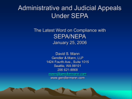 SEPA & NEPA: Administrative Appeals SEPA & NEPA Conference