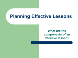 Planning Effective Lessons