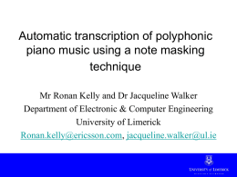 Automatic Transcription of Polyphonic Piano music using a