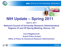 GMAC Seminar: 2011 NIH Update and Financial Systems