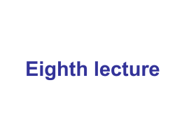 Eighth lecture