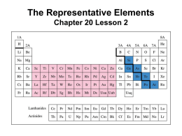 The representative Elements: Groups 1A – 4A