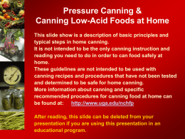 Pressure Canning and Canning Low Acid Foods at Home