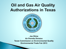 Oil and Gas Air Quality Authorizations in Texas