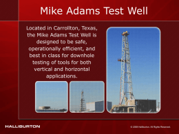 Mike Adams Test Well - Oilfield Services