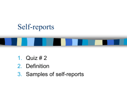 Self-reports - Washington State University