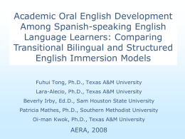 English Oral Proficiency and Emergent Reading Achievement
