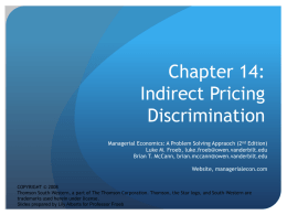 Chapter 14: Indirect Pricing Discrimination