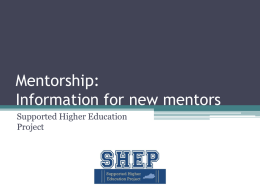 Mentorship: Information for new mentors