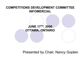 COMPETITIONS DEVELOPMENT COMMITTEE INFOMERCIAL …