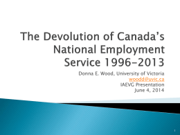 The Devolution of Canada’s National Employment Service