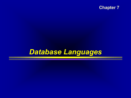 Database Languages - Vrije Universiteit Brussel