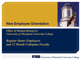 New Employee Orientation - UMUC
