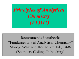 Principles of Analytical Chemistry (F13I11)