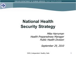 Mike Harryman National Health Security Strategy