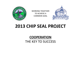 2013 CHIP SEAL PROJECT - Marion County, Oregon