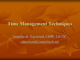 Time Management Techniques for Clinicians and Probation