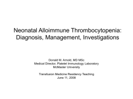 Neonatal Alloimmune Thrombocytopenia