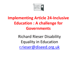 Implementing Article 24-Inclusive Education : A challenge