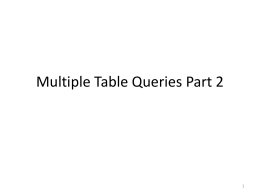 Multiple Table Queries Part 2