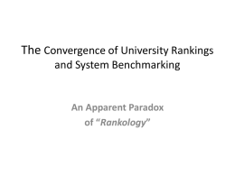 Ranking Universities vs. Benchmarking Systems: