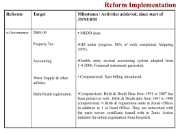 IMPLEMENTATION OF ULB REFORMS