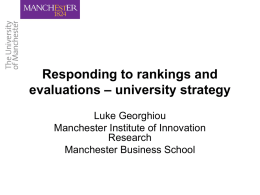 Responding to rankings and evaluations – university strategy