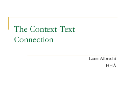 The Context-Text Connection