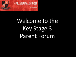 Welcome to the Key Stage 3 Presentation Awards