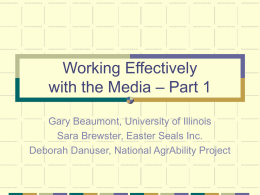 Working Effectively with the Media &ndash; Part 1